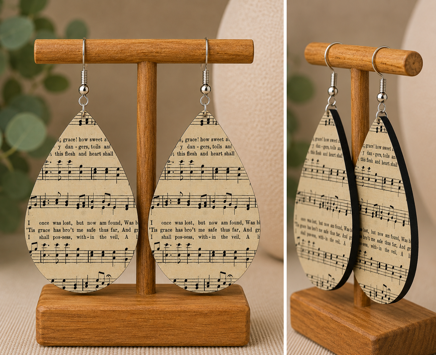 Amazing Grace Vintage Hymn Teardrop Earrings