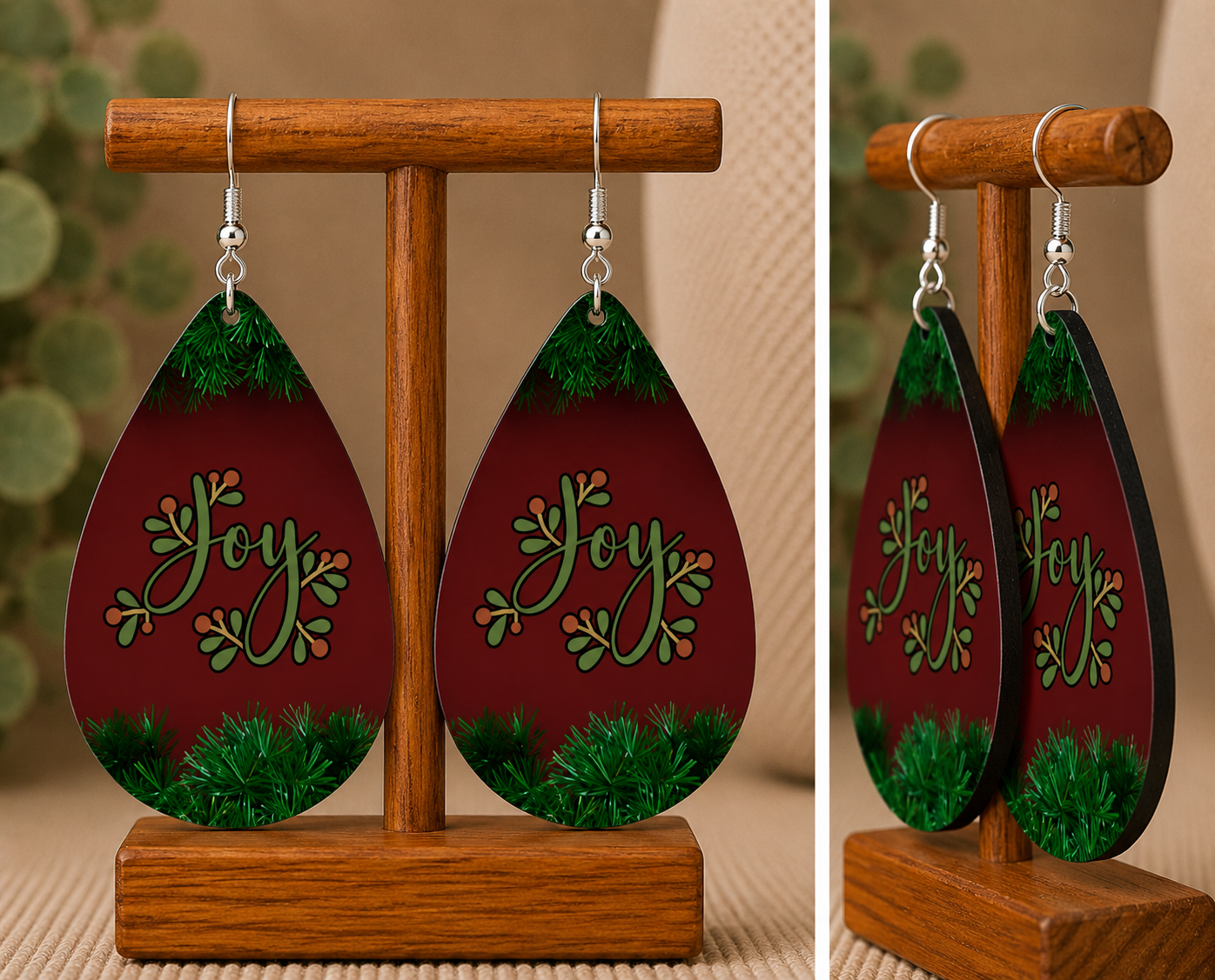 Joy Christmas Teardrop Earrings