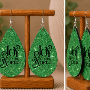 Joy to the World Christmas Teardrop Earrings