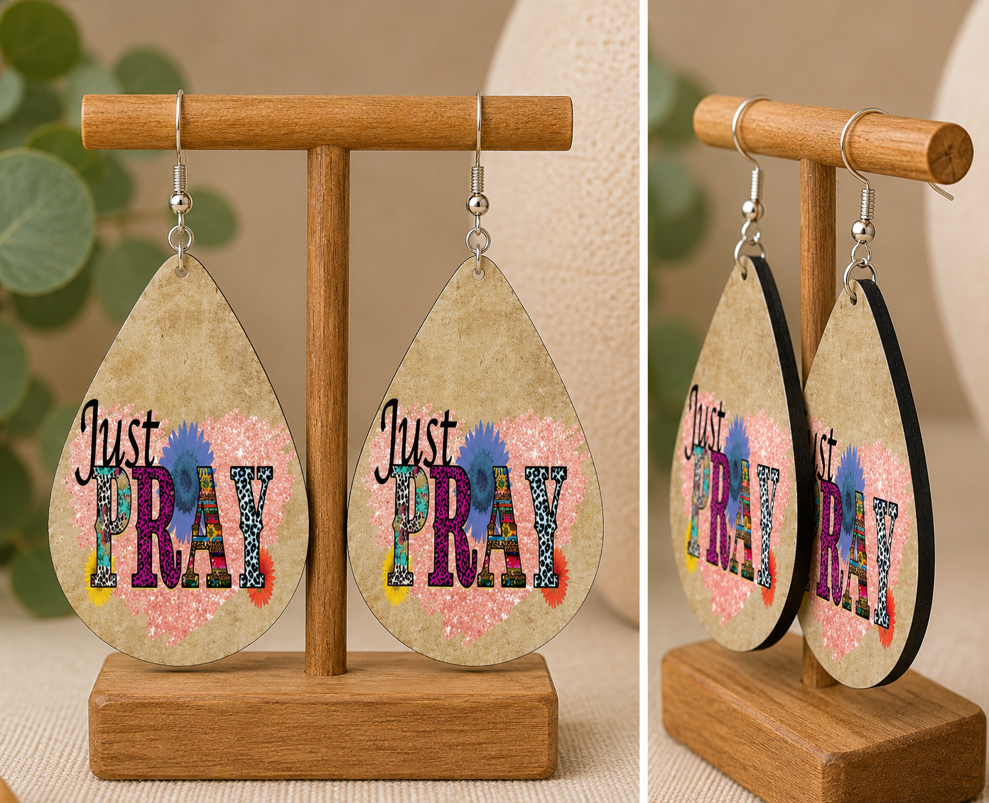 Just Pray Christian Teardrop Earrings