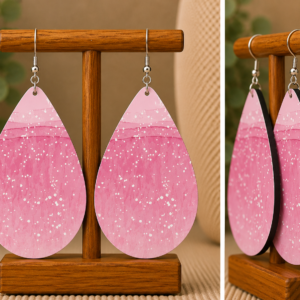 Pink Glitter Teardrop Earrings
