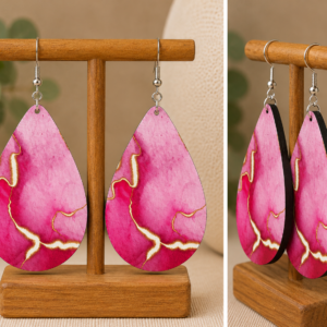 Pink Marble Teardrop Earrings