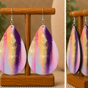 Pink & Purple Abstract Teardrop Earrings