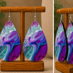 Purple Marble Teardrop Earrings