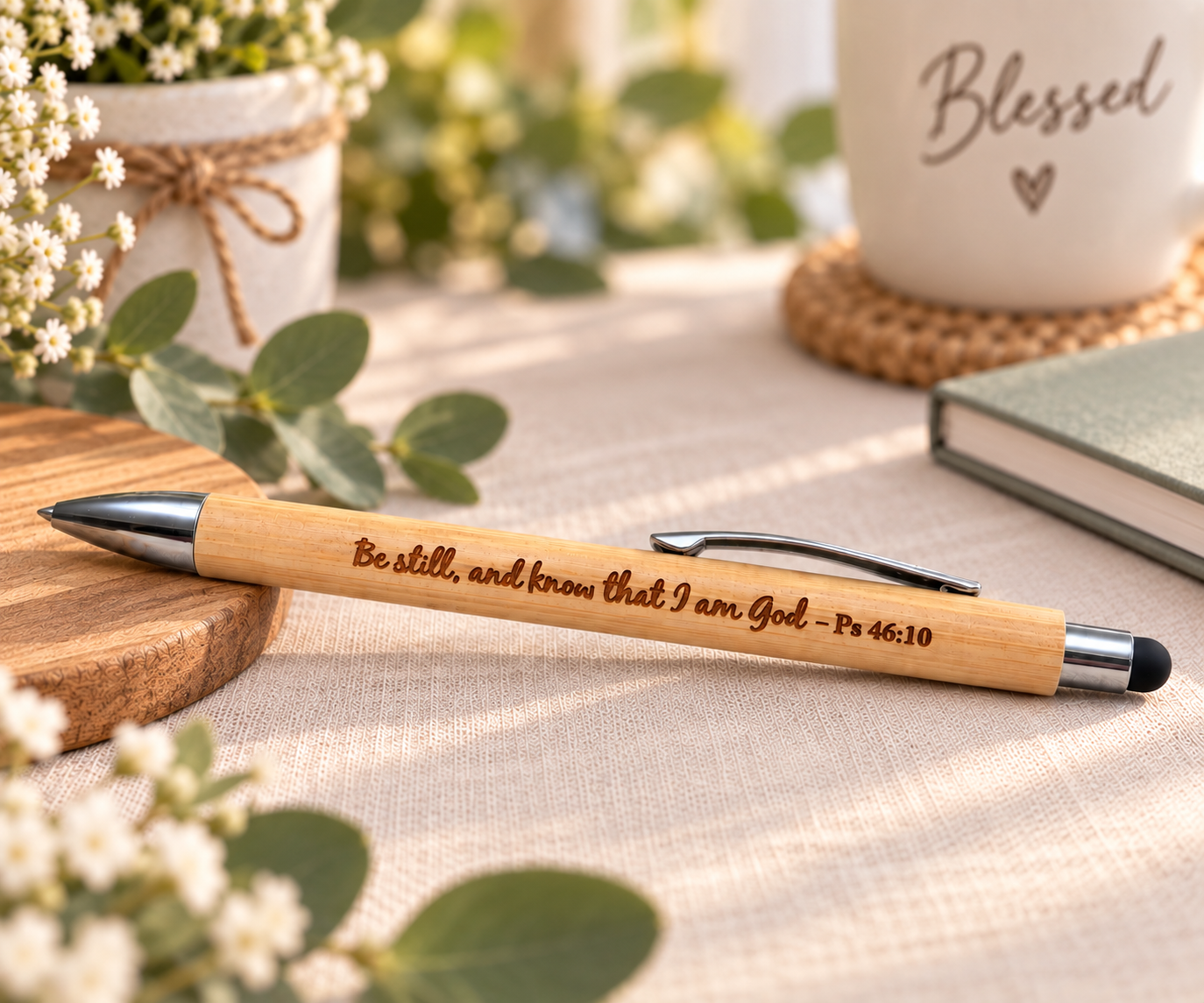 Bamboo Pen with Stylus - “Be still, and know that I am God" - Image 2