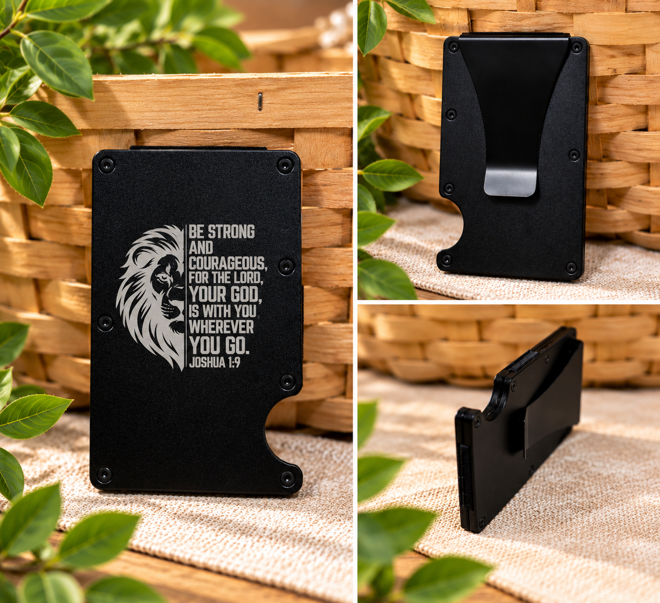 Slim Metal Wallet - "Be Strong & Courageous - Joshua 1:9" - Image 2