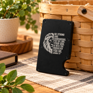 Slim Metal Wallet - "Be Strong & Courageous - Joshua 1:9"