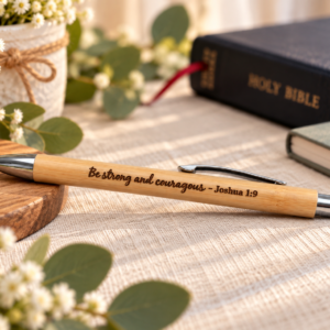 Bamboo Pen with Stylus – “Be strong and courageous"
