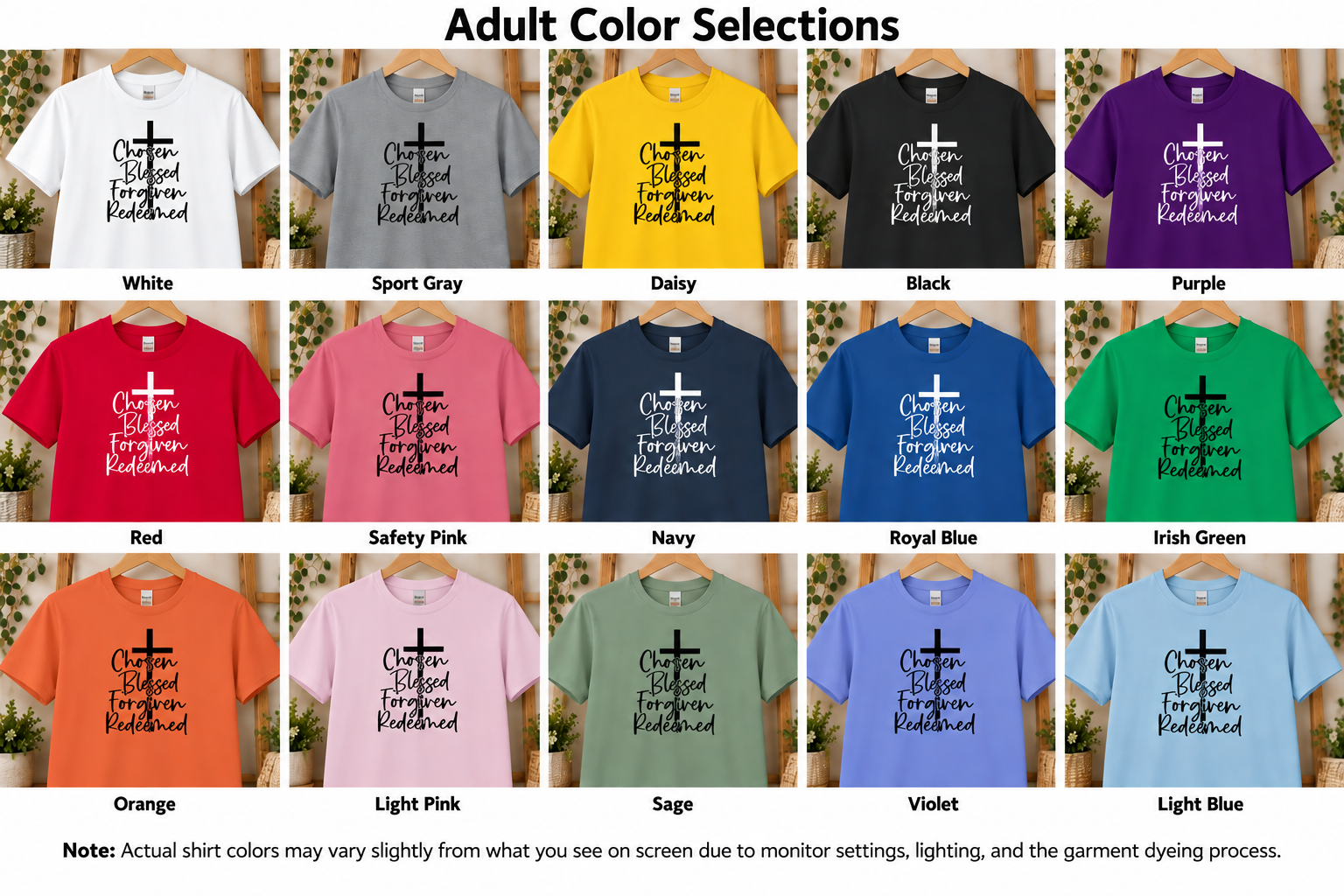 Chosen Blessed Forgiven Redeemed Christian T-Shirt - Image 2