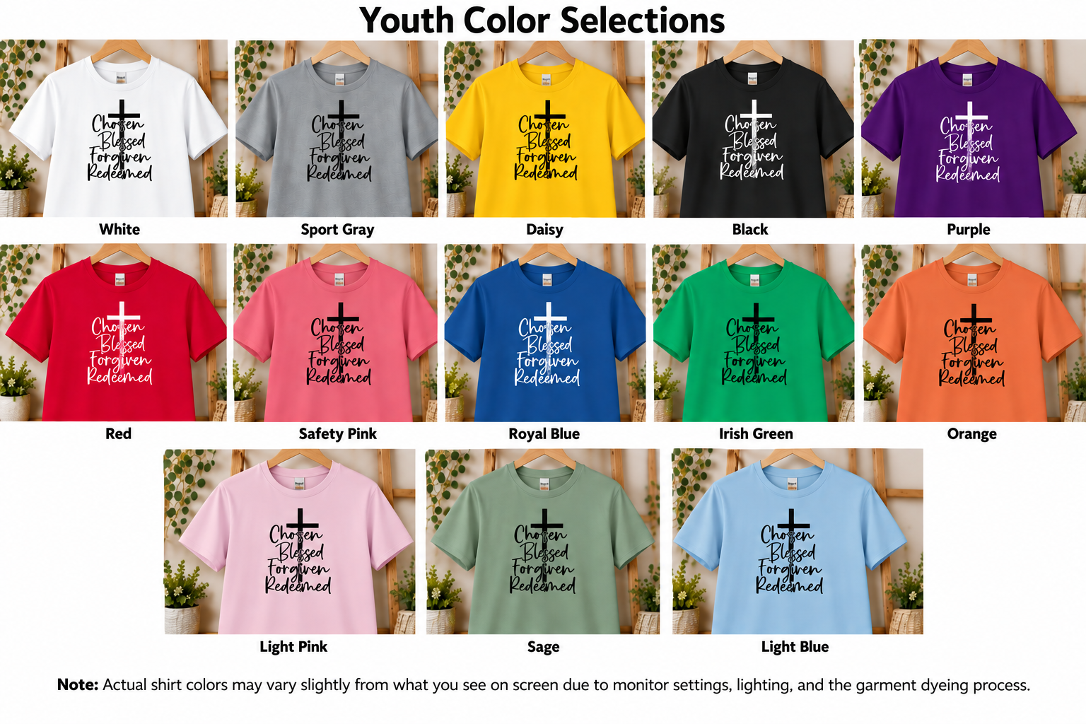 Chosen Blessed Forgiven Redeemed Christian T-Shirt - Image 3