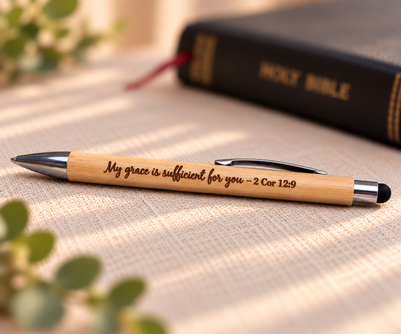 Bamboo Pen with Stylus – “My grace is sufficient for you"