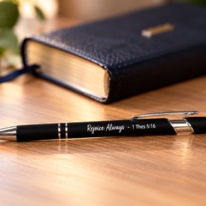 Soft Touch Pen with Stylus – “Rejoice Always"