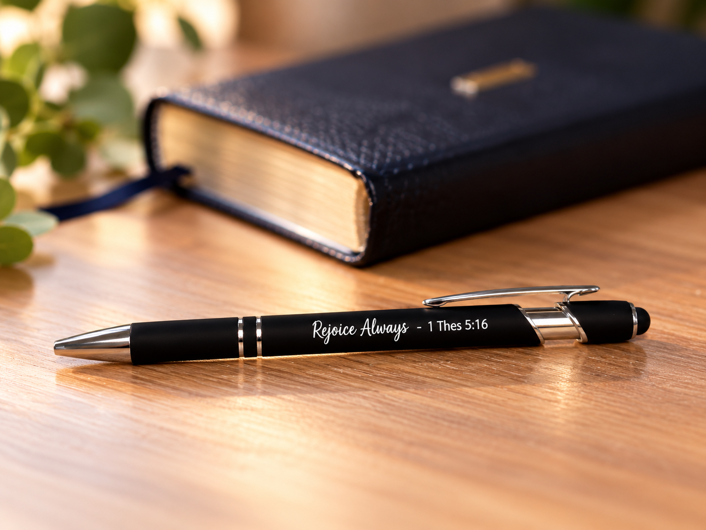 Soft Touch Pen with Stylus – “Rejoice Always"