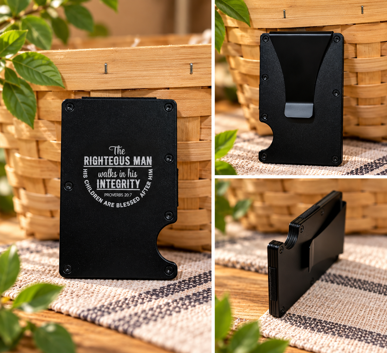 Slim Metal Wallet - "Righteous Man - Proverbs 20:7" - Image 2