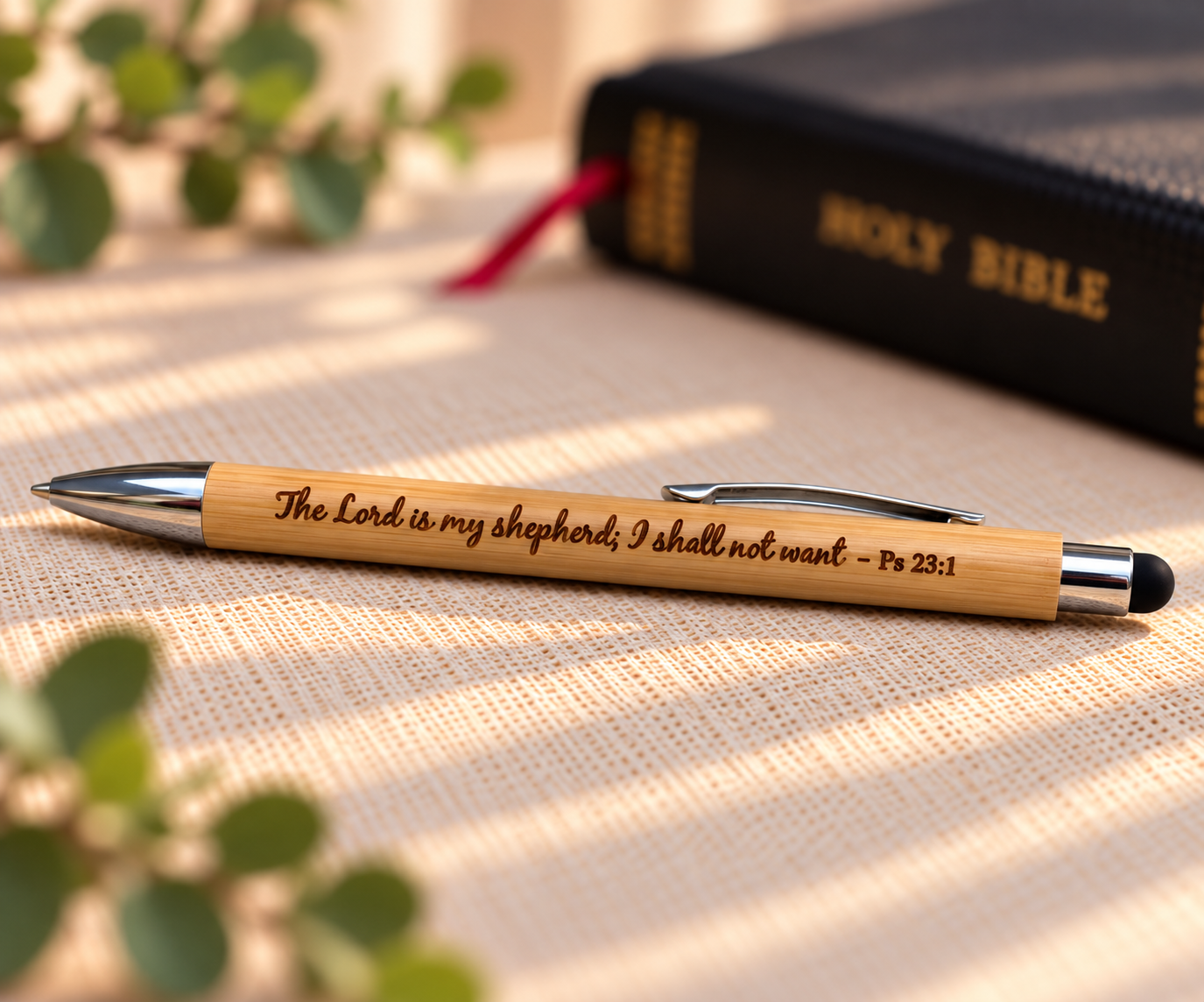 Bamboo Pen with Stylus – “The Lord is my Shepherd"