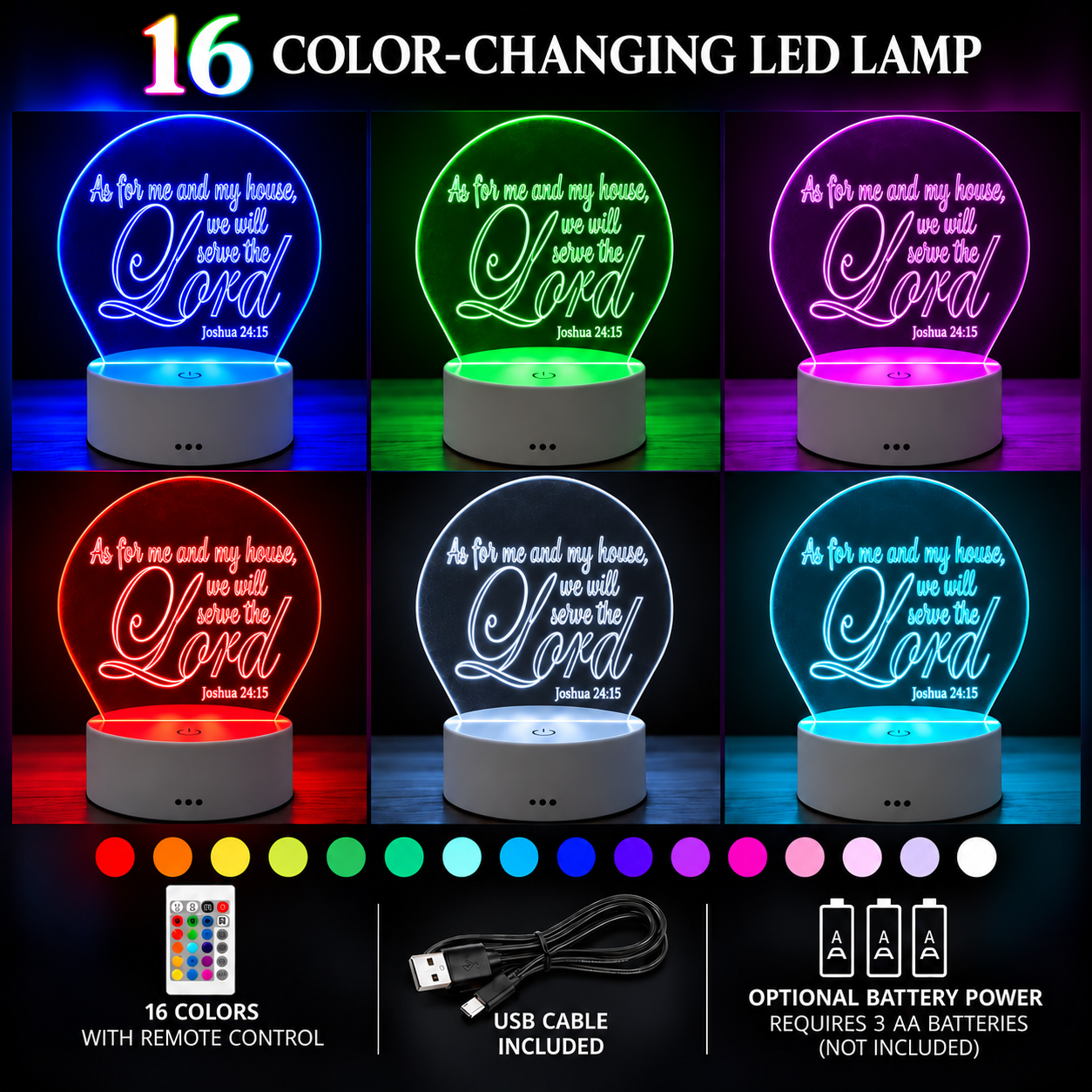 "As for me and my house" LED Acrylic Lamp - Image 2