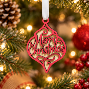 "Merry Christmas" Double-Layer Basswood Christmas Ornament