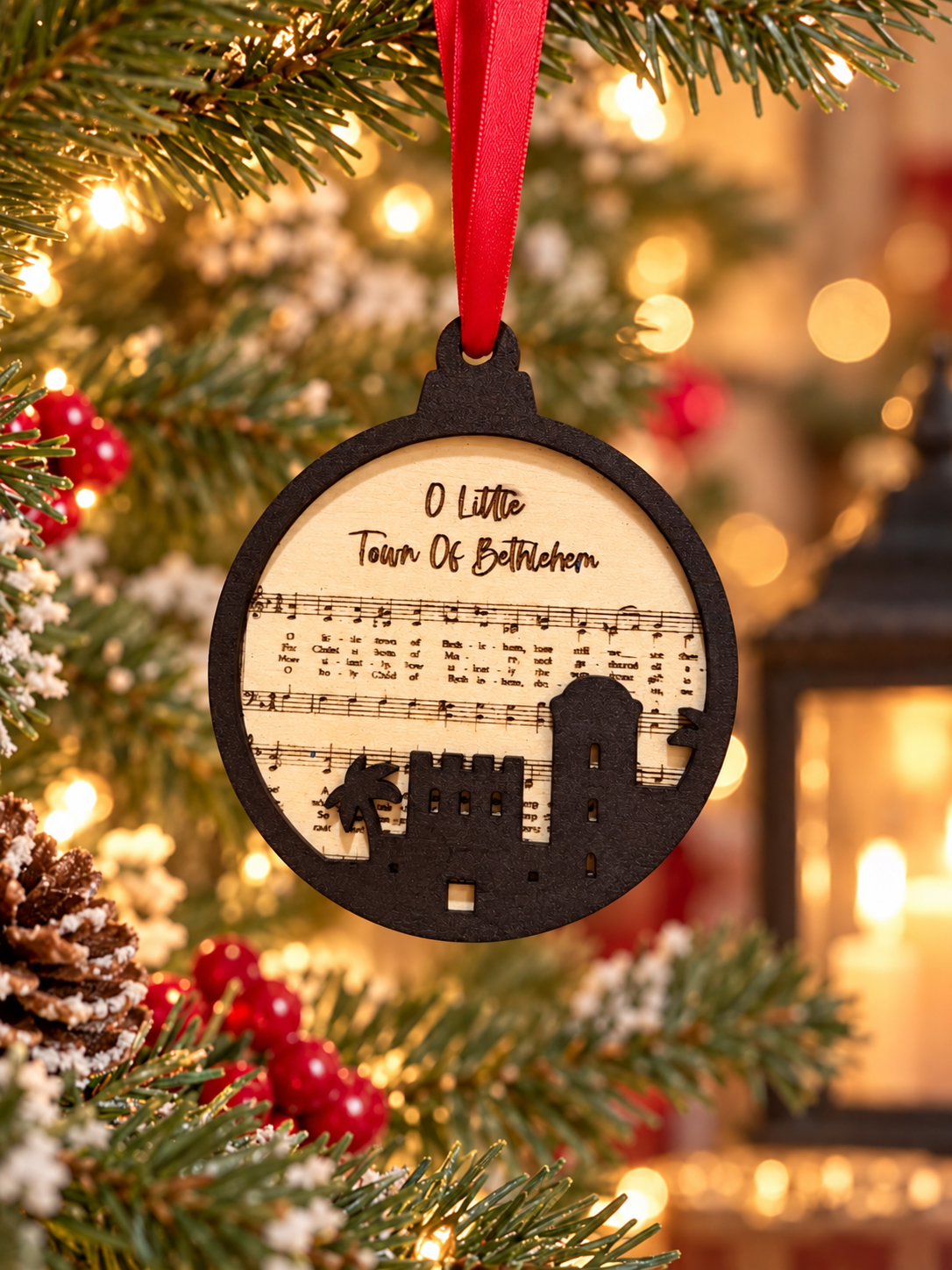 "O Little Town" Double-Layer Basswood Christmas Ornament