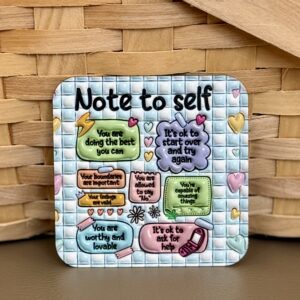 “Note to Self” Positive Affirmations Square Magnet