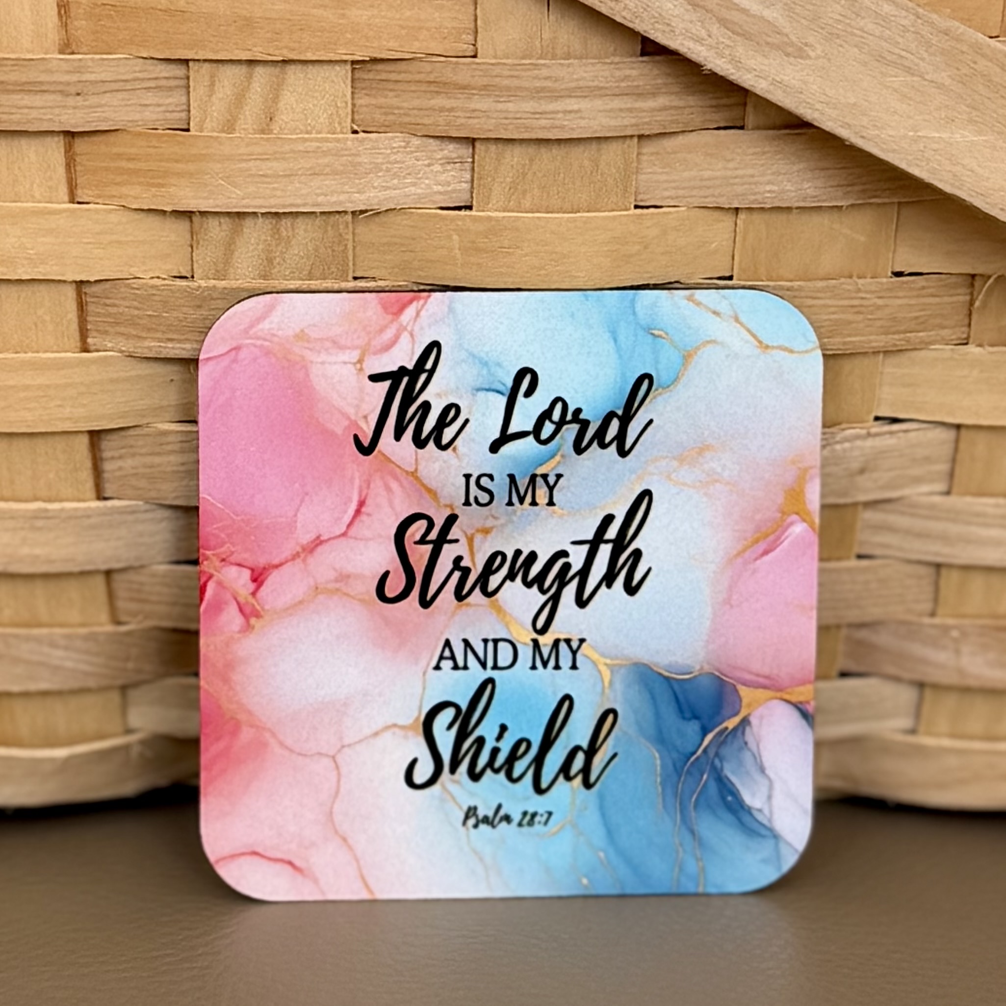 “The Lord Is My Strength and My Shield” Square Magnet