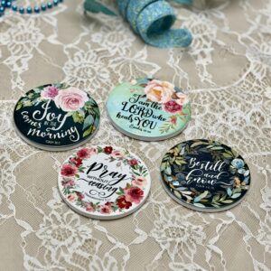 “Joy, Healing, Prayer and Peace” Ceramic Coasters - Set of 4