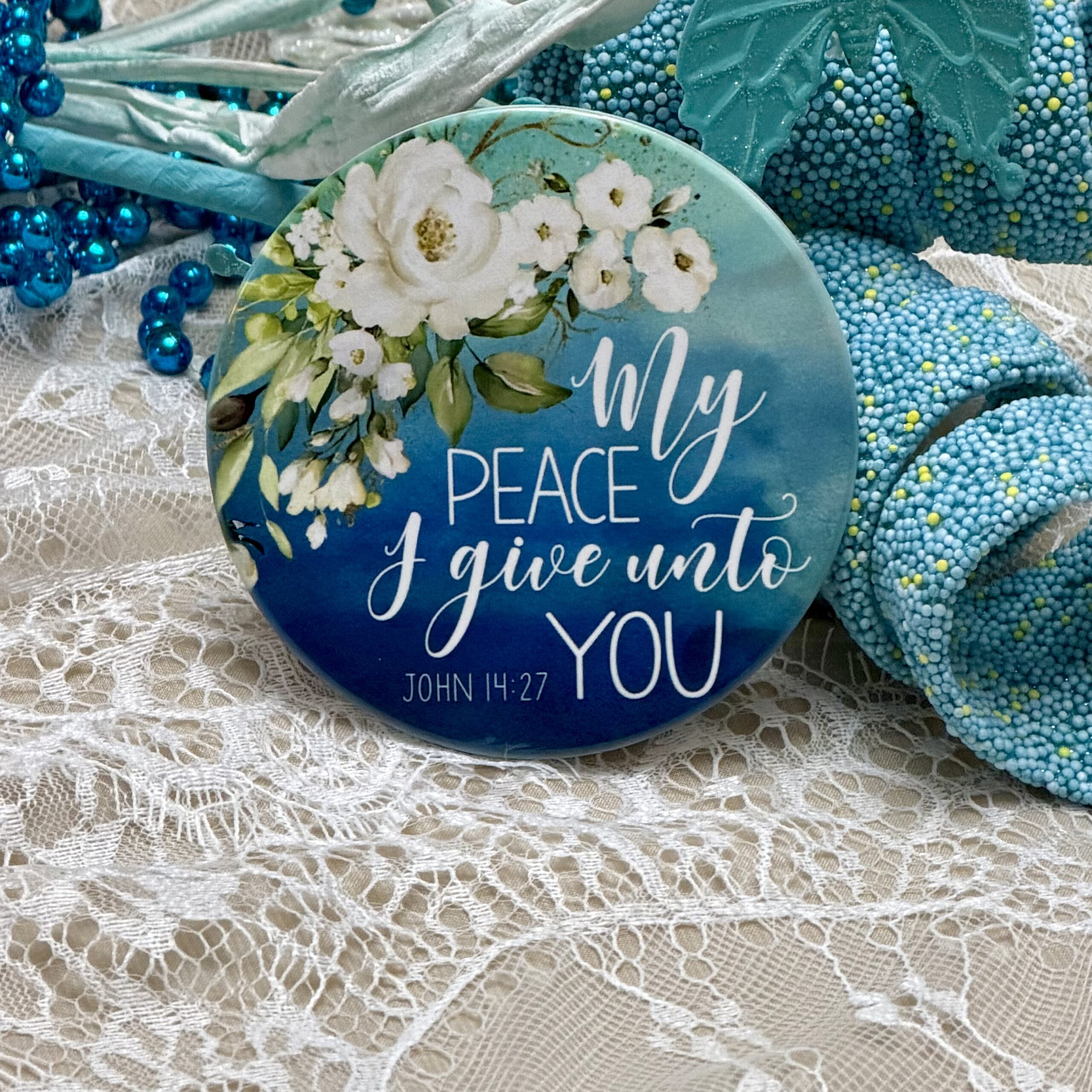 "Trust, Peace, Joy and His Mercies" Ceramic Coasters - Set of 4 - Image 2