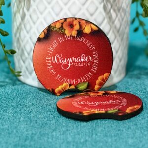 “Waymaker” Floral Neoprene Car Coasters – Set of 2