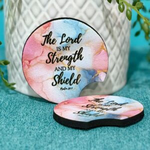 “The Lord Is My Strength” Neoprene Car Coasters – Set of 2
