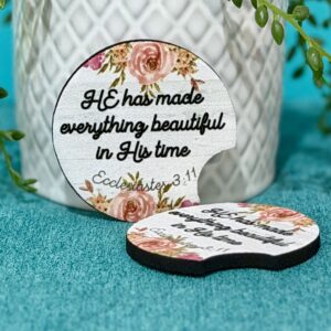 “He Has Made Everything Beautiful” Neoprene Car Coasters – Set of 2