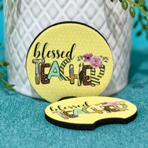 "Blessed Teacher" Neoprene Car Coasters - Set of 2