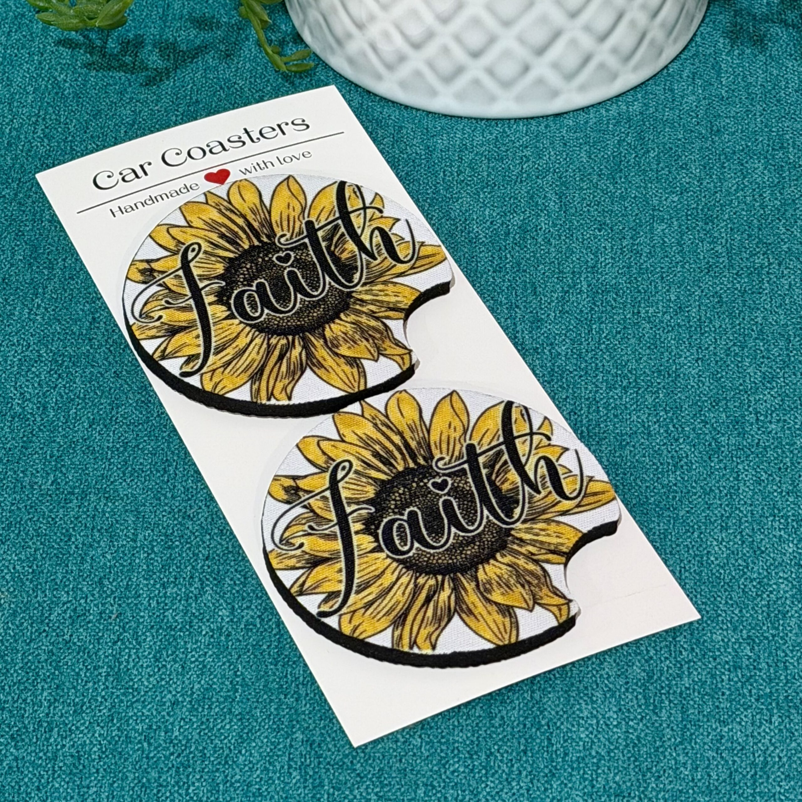 “Faith” Neoprene Car Coasters – Set of 2 - Image 2