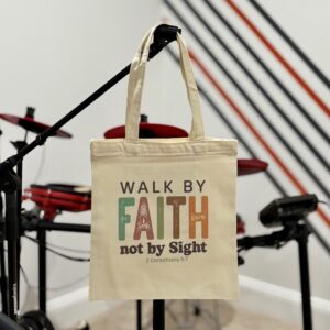 "Walk by Faith, Not by Sight" Canvas Tote Bag with Zipper