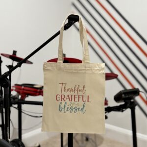 "Thankful, Grateful, Blessed" Tote Bag with Zipper