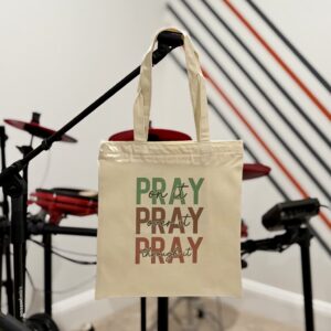 "Pray on It, Pray Over It, Pray Through It " Tote Bag with Zipper