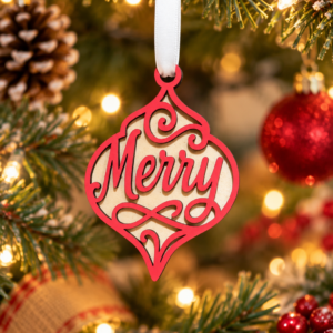 "Merry" Double-Layer Basswood Christmas Ornament