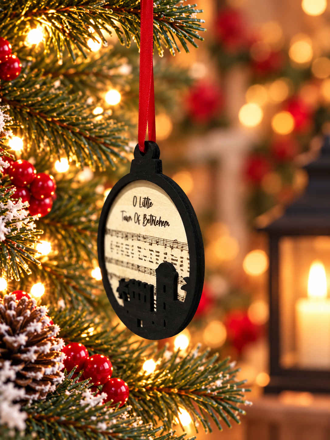 "O Little Town" Double-Layer Basswood Christmas Ornament - Image 2