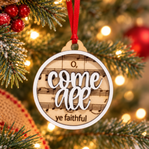 "O Come All Ye Faithful" Double-Layer Basswood Christmas Ornament