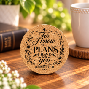 “For I Know the Plans I Have for You” Round Cork Coaster