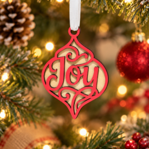 "Joy" Double-Layer Basswood Christmas Ornament